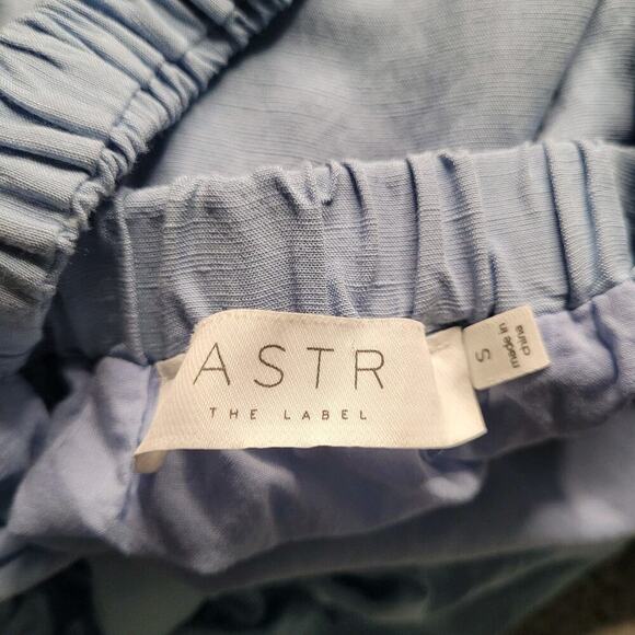 ASTR the Label Dress Womens Small Blue Jelena Cut Out Puff Sleeves Midi Ruffles - Picture 8 of 10